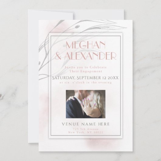 Koraal Roos Waterverf Willow Branch Foto Lijst Kaart (Voorkant)