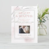 Koraal Roos Waterverf Willow Branch Foto Lijst Kaart (Staand voorkant)