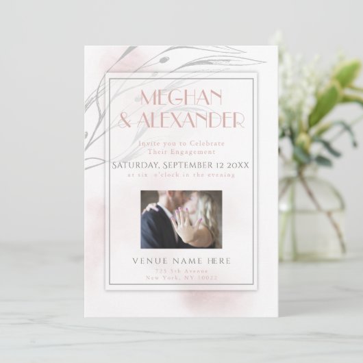 Koraal Roos Waterverf Willow Branch Foto Lijst Kaart (Staand voorkant)