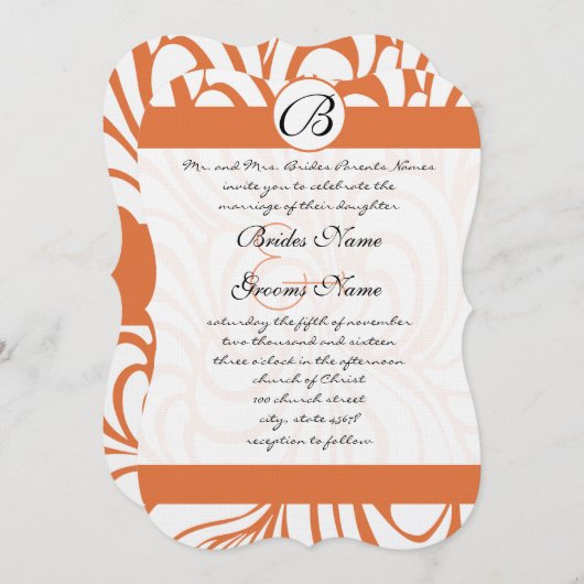 Koraal Roos wervelt bruiloft uitnodigingen (Voorkant / Achterkant)