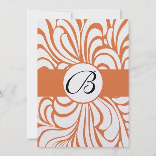 Koraal Roos wervelt bruiloft uitnodigingen (Achterkant)