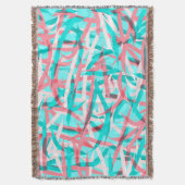 Koraal Roze Aqua Blauw Abstract Artsy Pattern Deken (Voorkant Verticaal)