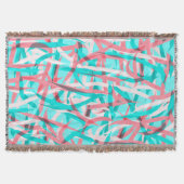Koraal Roze Aqua Blauw Abstract Artsy Pattern Deken (Voorkant)