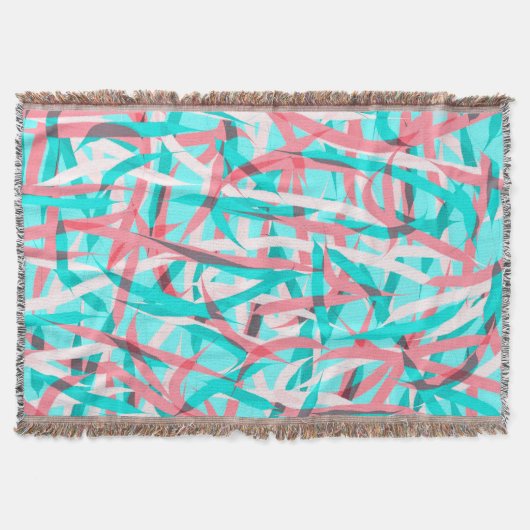 Koraal Roze Aqua Blauw Abstract Artsy Pattern Deken (Voorkant)