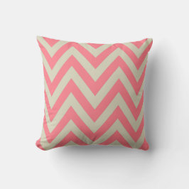 Koraal Roze Beige ZigZag Strepen Chevron Patroon Kussen