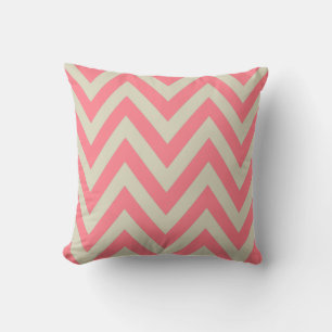 Koraal Roze Beige ZigZag Strepen Chevron Patroon Kussen