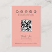 Koraal Roze Blad QR Sieraden Haarclip Display Kaar Contactkaartje (Achterkant)