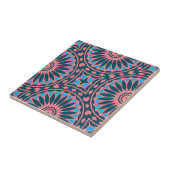 Koraal Roze Blauw Kaleidocopic Geometrisch Patroon Tegeltje (Zijkant)