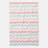 Koraal, Roze, Blauwe Chevron Theedoek (Verticaal)