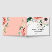 Koraal Roze Bloemen Elegante Bloemen Huwelijk Cust Gastenboek (Volledig)