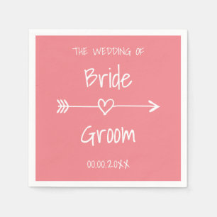 Koraal roze bohemian stijl papier bruiloft servett servetten