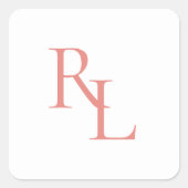  koraal roze bruiloft paar Initialen Vierkante Sticker (Voorkant)