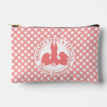 Koraal Roze Bunnies & Gingham Patroon Gepersonalis