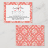 Koraal Roze Damask Wedding Wishing Well Kaarten (Voorkant / Achterkant)