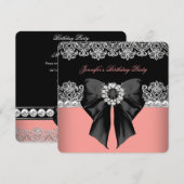 Koraal - roze diamant - Koraal - Birthday - partij Kaart (Voorkant / Achterkant)