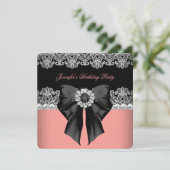 Koraal - roze diamant - Koraal - Birthday - partij Kaart (Staand voorkant)