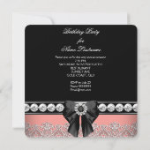 Koraal - roze diamant - Koraal - Birthday - partij Kaart (Achterkant)