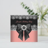 Koraal - roze diamanten - Koraal - verjaardag Kaart (Staand voorkant)