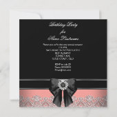 Koraal - roze diamanten - Koraal - verjaardag Kaart (Achterkant)