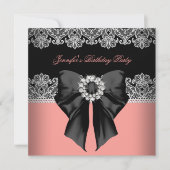 Koraal - roze diamanten - Koraal - verjaardag Kaart (Voorkant)