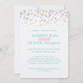 Koraal roze en blauwgroen groen blauw bruiloft uit kaart (Achterkant)