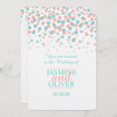 Koraal roze en blauwgroen groen blauw bruiloft uit kaart (Voorkant / Achterkant)