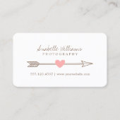 Koraal Roze en Bruin Hart en Pijl Visitekaartje (Voorkant)