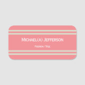 Koraal Roze en Chrystal Wit Elegante Naam & Titel Naamplaatje (Voorkant)