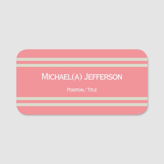 Koraal Roze en Chrystal Wit Elegante Naam & Titel Naamplaatje (Voorkant)