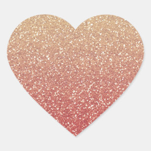 Koraal Roze en Gouden Faux Glitter Hart Sticker