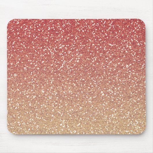 Koraal Roze en Gouden Faux Glitter Muismat (Voorkant)