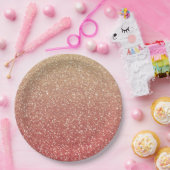 Koraal Roze en Gouden Faux Glitter Papieren Bordje (Feest)