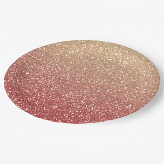 Koraal Roze en Gouden Faux Glitter Papieren Bordje (Gekanteld)