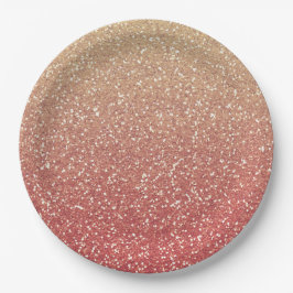 Koraal Roze en Gouden Faux Glitter Papieren Bordje