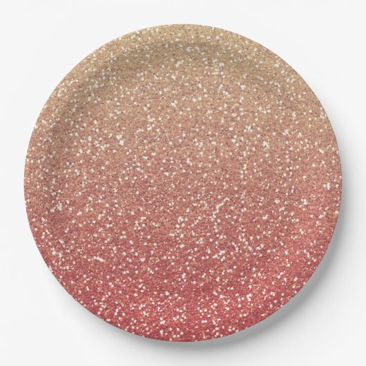 Koraal Roze en Gouden Faux Glitter Papieren Bordje (Voorkant)