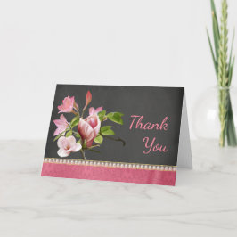 Koraal, roze en karton Floral Hartelijk dank Bedankkaart