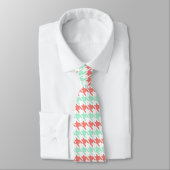 Koraal Roze en Mint Houndstooth Patroon Stropdas (Gebonden)