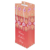 Koraal roze en perzik wijn cadeautas (Achterkant Gekanteld)