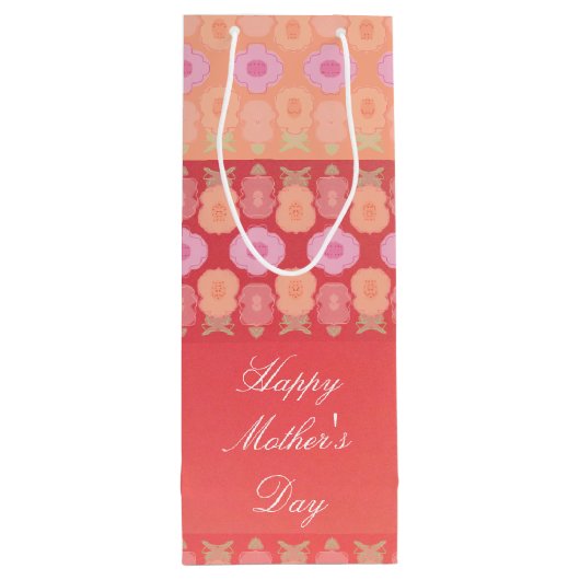 Koraal roze en perzik wijn cadeautas (Achterkant)