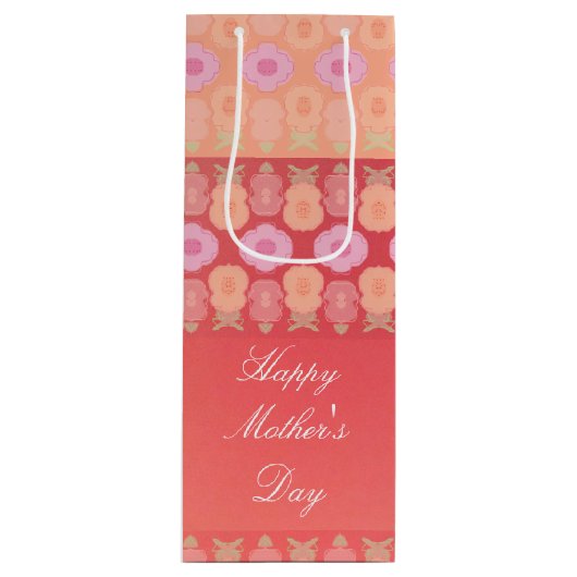 Koraal roze en perzik wijn cadeautas (Voorkant)