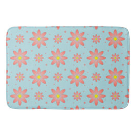 Koraal roze en poeder blauw delicate daisy bloemen badmat