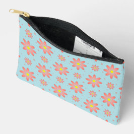 Koraal roze en poeder blauw delicate daisy bloemen etui