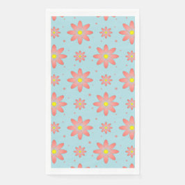 Koraal roze en poeder blauw delicate daisy bloemen servet