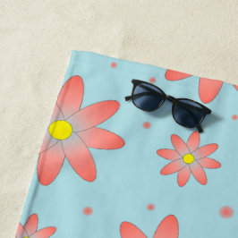 Koraal roze en poeder blauw delicate daisy bloemen strandlaken