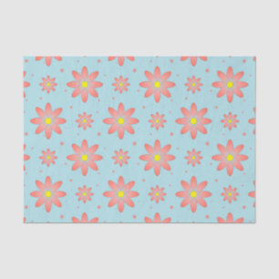 Koraal roze en poeder blauw delicate daisy bloemen tissuepapier