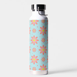 Koraal roze en poeder blauw delicate daisy bloemen waterfles