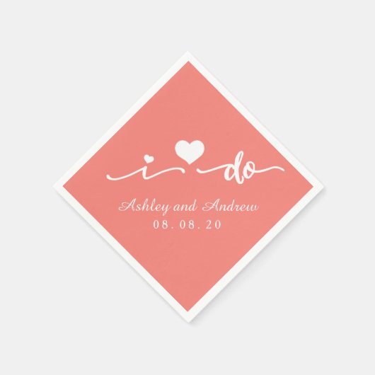 Koraal Roze en Wit I Do Papier servet (Hoek)