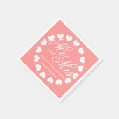 Koraal roze en wit Mr. Mrs bruiloftsservetten Servetten (Hoek)
