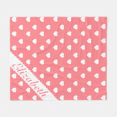 Koraal roze en witte harten gepersonaliseerd fleece deken (Voorkant (Horizontaal))