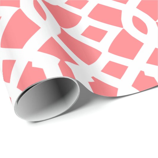 Koraal Roze en Witte Trellis Patroon Cadeaupapier (Rol Hoek)